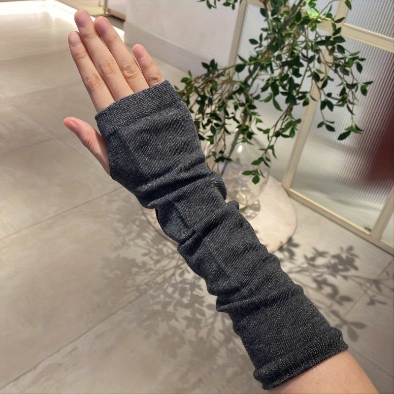 Fingerless Gloves For Women Warm Thumb Hole Arm Warmers for Women, Knit  Long Stretchy Sleeve Fingerless Gloves