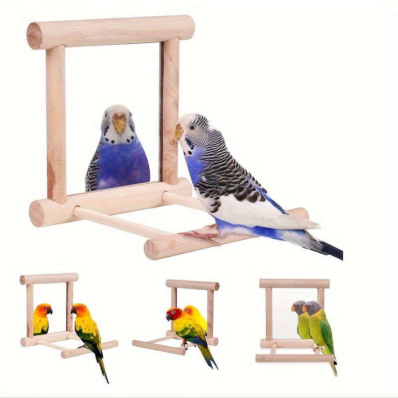 Parrot Bird Cage Toy Wooden Hanging Rope Climbing Net Swing Ladder Parakeet  Budgie Macaw Play Activity Gym Toys for Small Bird