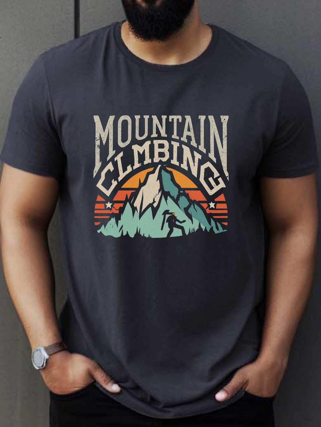 Camiseta Estampado Escalada Monta a Camisetas Hombres Temu Chile