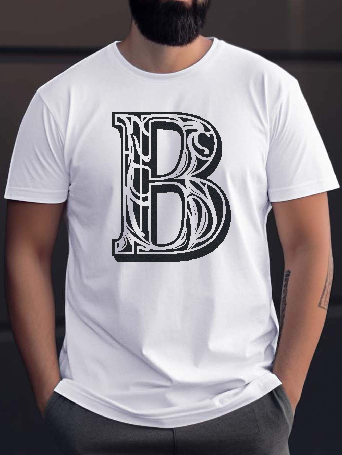 Letter B Print T Shirt Tees Men Casual Short Sleeve T Shirt - Temu Ireland