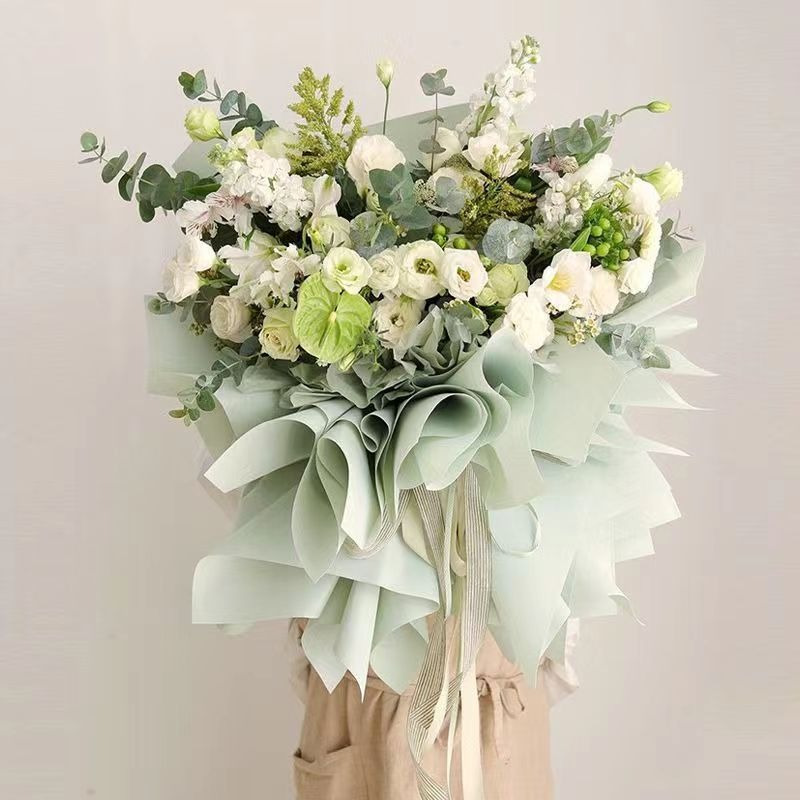 Thickened Korean Plain Paper Mist Paper Solid Color Bouquet - Temu