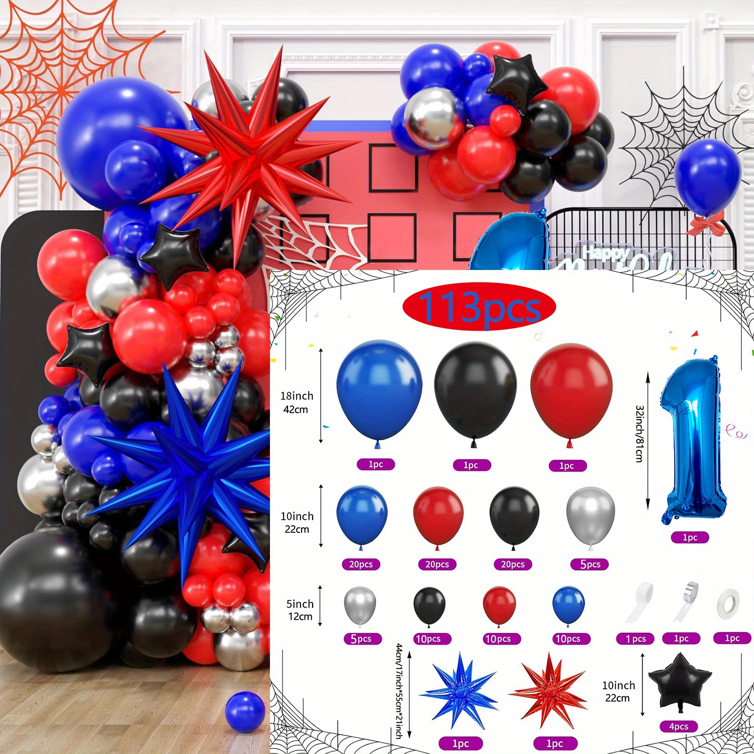 Decorazione Compleanno Spiderman 4 anni Palloncini Spiderman Compleanno 4  anni Pallone Spiderman Palloncino Decorazioni Feste Compleanno Spiderman 4  anni : : Casa e cucina