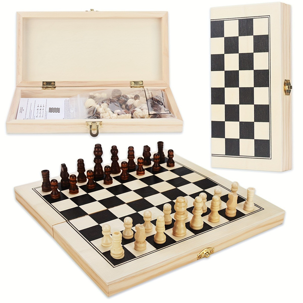 Petit Jeu Echecs Magnetique Pliable en Bois