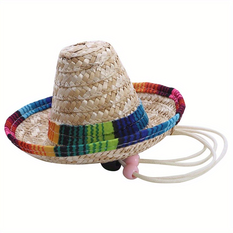1pc Colorful Pet Straw Hat Dog Cat Mexican Straw Sombrero Hat Adjustable  Buckle Happy Party Pet Ornaments, Shop The Latest Trends