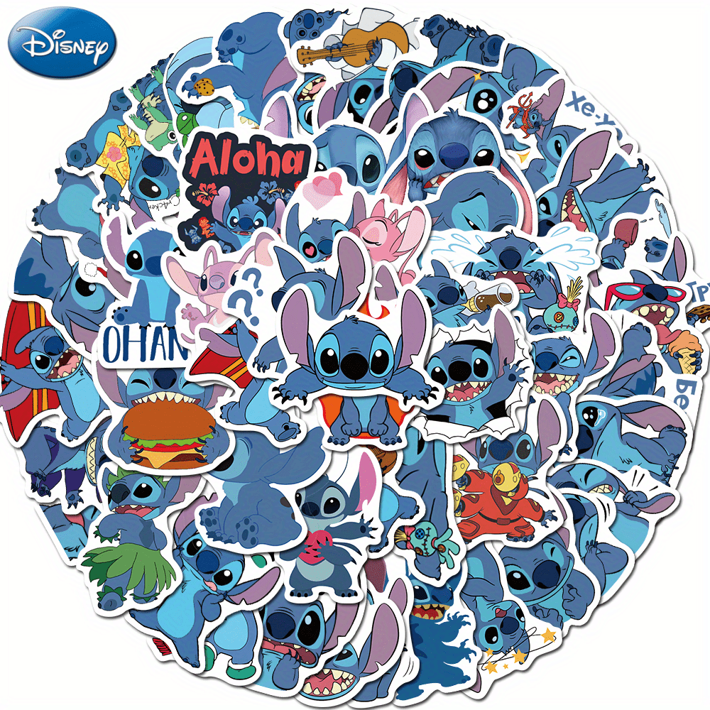 

50pcs Disney Officially Authorized Rainbow Stitch Stickers Cartoon Cute Used For Mobile Phones Computers, Water Cups Pen Cases Suitcases Holiday Or Birthday Gifts