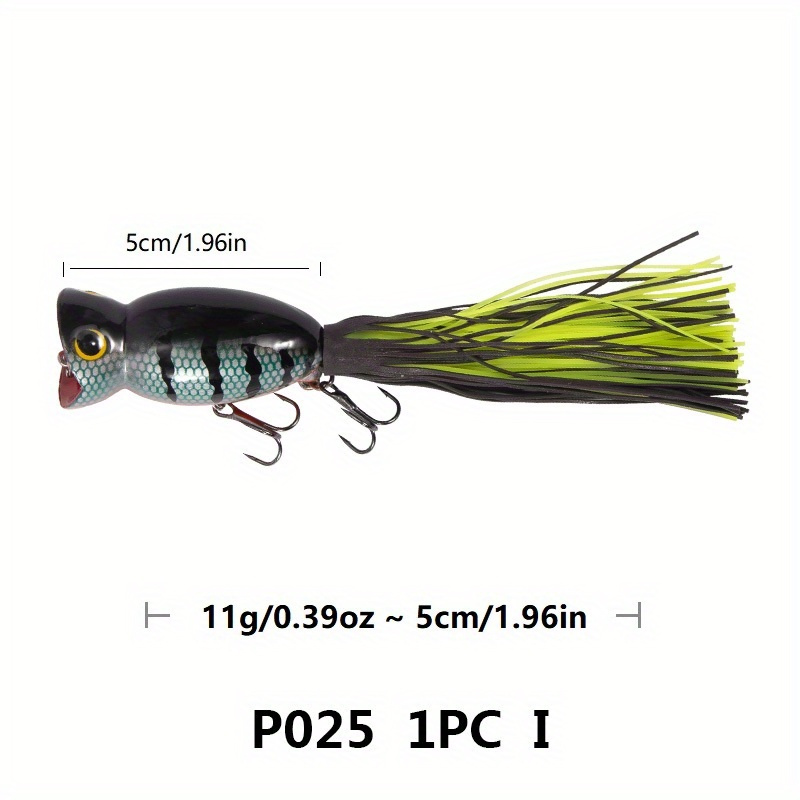 1pc 0.39oz/1.97inch Big Mouth Popper With Skirt, Floating Fishing Lure,  Trolling Lure For Sea Fishing