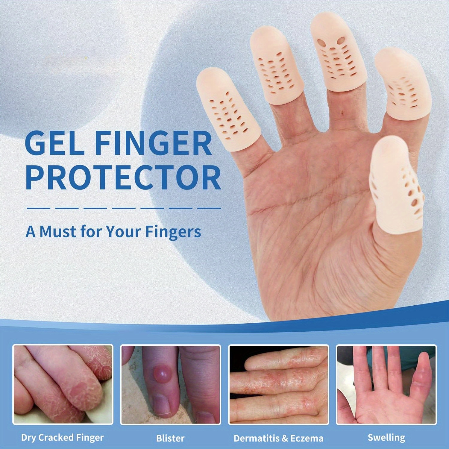 14 protectores de dedos de silicona, protectores de dedos de gel para las  puntas de los dedos, tapas de dedos suaves y reutilizables, ideales para
