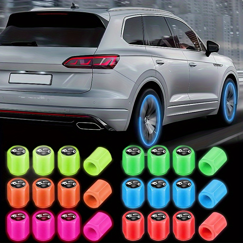 Sbuenam Universal Fluorescent Car Tire Valve Caps Luminous Dust