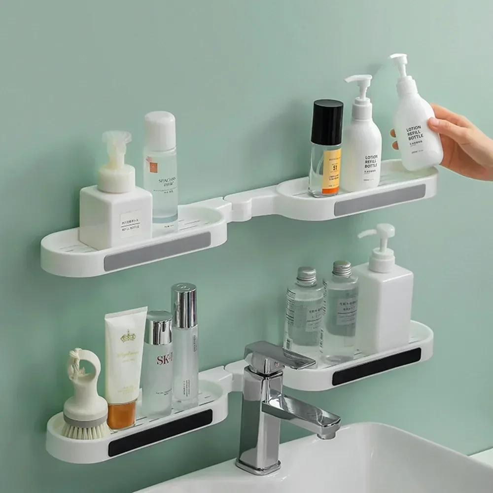 

Easy-install No-drill Corner Shelf - Rotatable, Drainage Design For Storage, Wall-mounted Organizer In White+gray