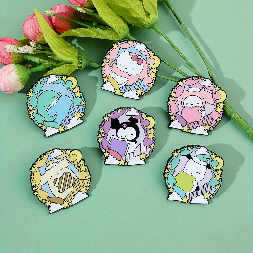 5pcs Series Brooches Cute Hello Kitty Enamel Pins Backpack Clothing Decorative Accessories,$3.99,C11-5pcs,Temu