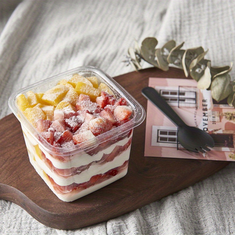 50pcs   dessert packaging boxes     layer cake mousse and fruit bento containers for birthdays parties gift presentation stylish dessert box pet material 0