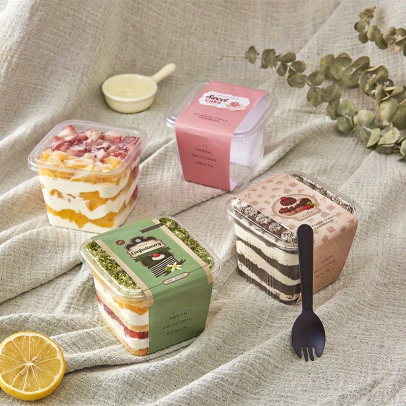 

50pcs Layered Cake Boxes, Packaging Boxes, Transparent Tofu Milk Birthday Fruit Boxes, Bento Boxes, And Mousse Bento Boxes For Shops