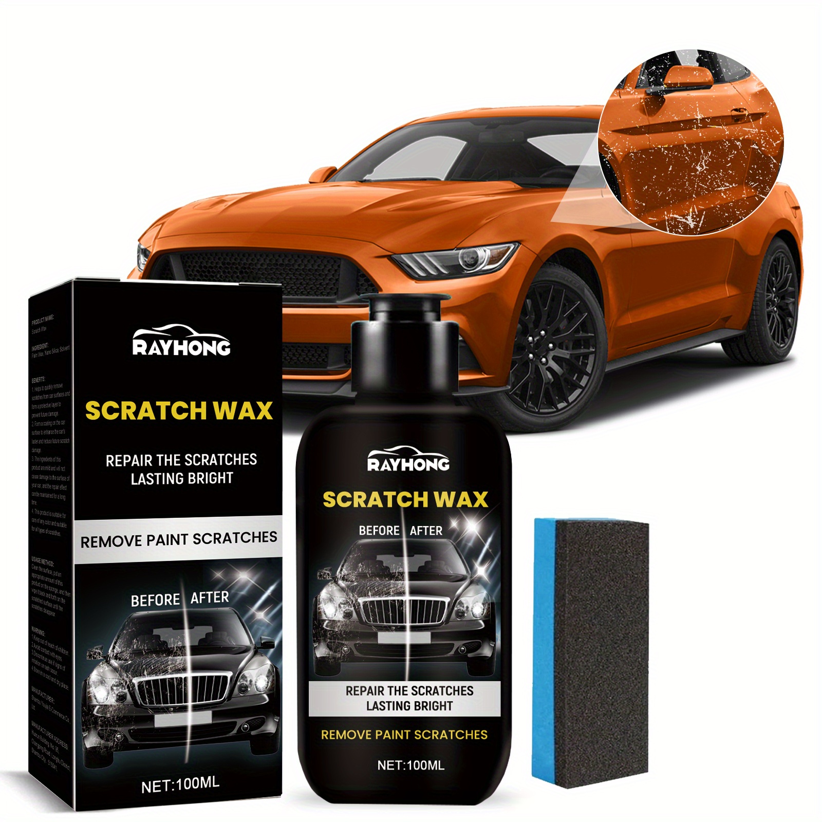 Jioakfa Scratch Removal Abrasive Car Scratch Remover Car Paint Scratch  Repair Scratch Wax Car Polishing Wax Yellow One Size 