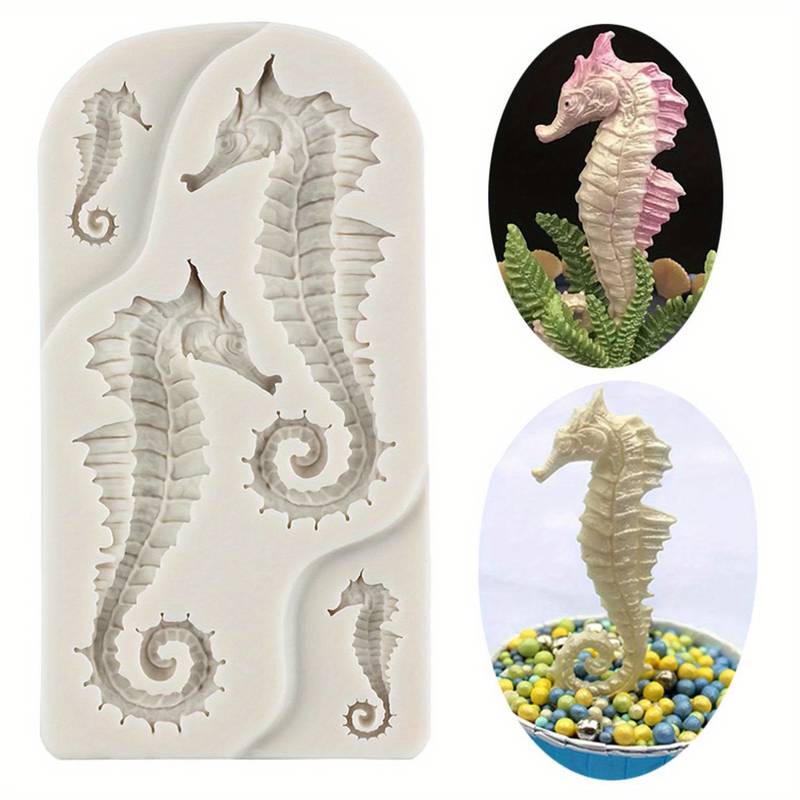 1pc Cute Seahorse Silicone Mould Cupcake Topper Animals Fondant Cake Decorating Tools Chocolate Gumpaste Moulds Candy Clay Molds