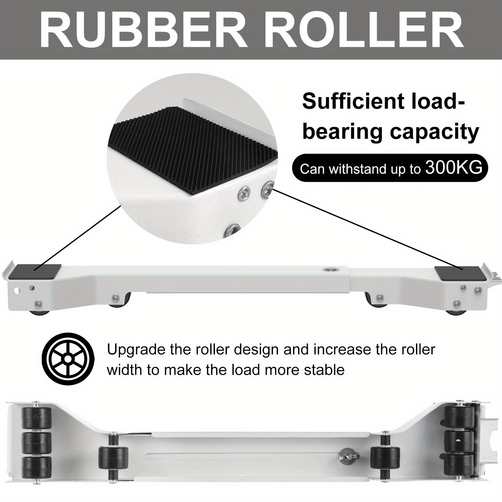 Heavy Duty Appliance Rollers, Easy to Move Easy to Use Refrigerator  Appliance Rollers 24 Wheels Load Bearing 300KG for Furniture(Black)