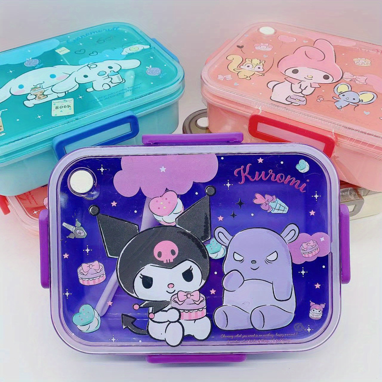 Childrens Lunch Box Cinnamoroll My Melody Cartoon Bento Boxes with 2 Compartments, Blue