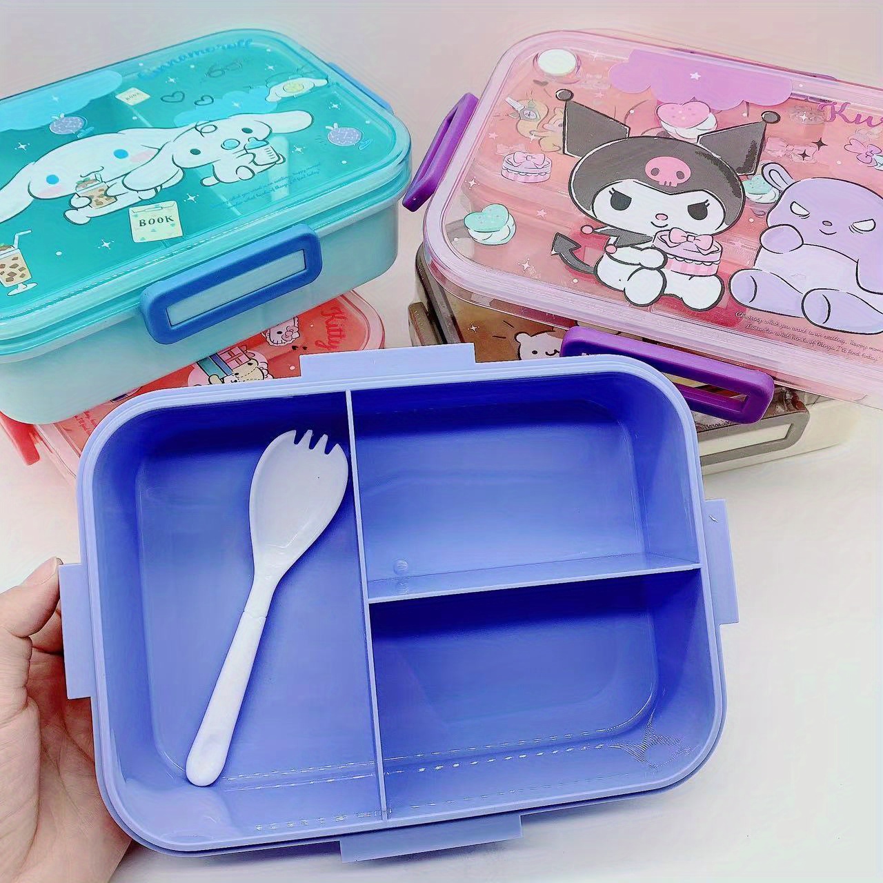 Anime Sanrio Kuromi Lunch Box Kuromi Cinnamoroll My Melody Lanch Box Kids  School Student Cute Eco-Friendly Bento Box Tableware 