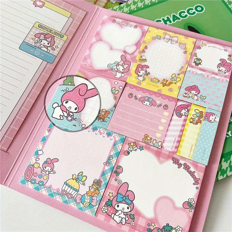 Kawaii Kuromi My Melody Cinnamoroll Cute Cartoon Magnetic Buckle Notebook  Student Word Book Message Book Girl