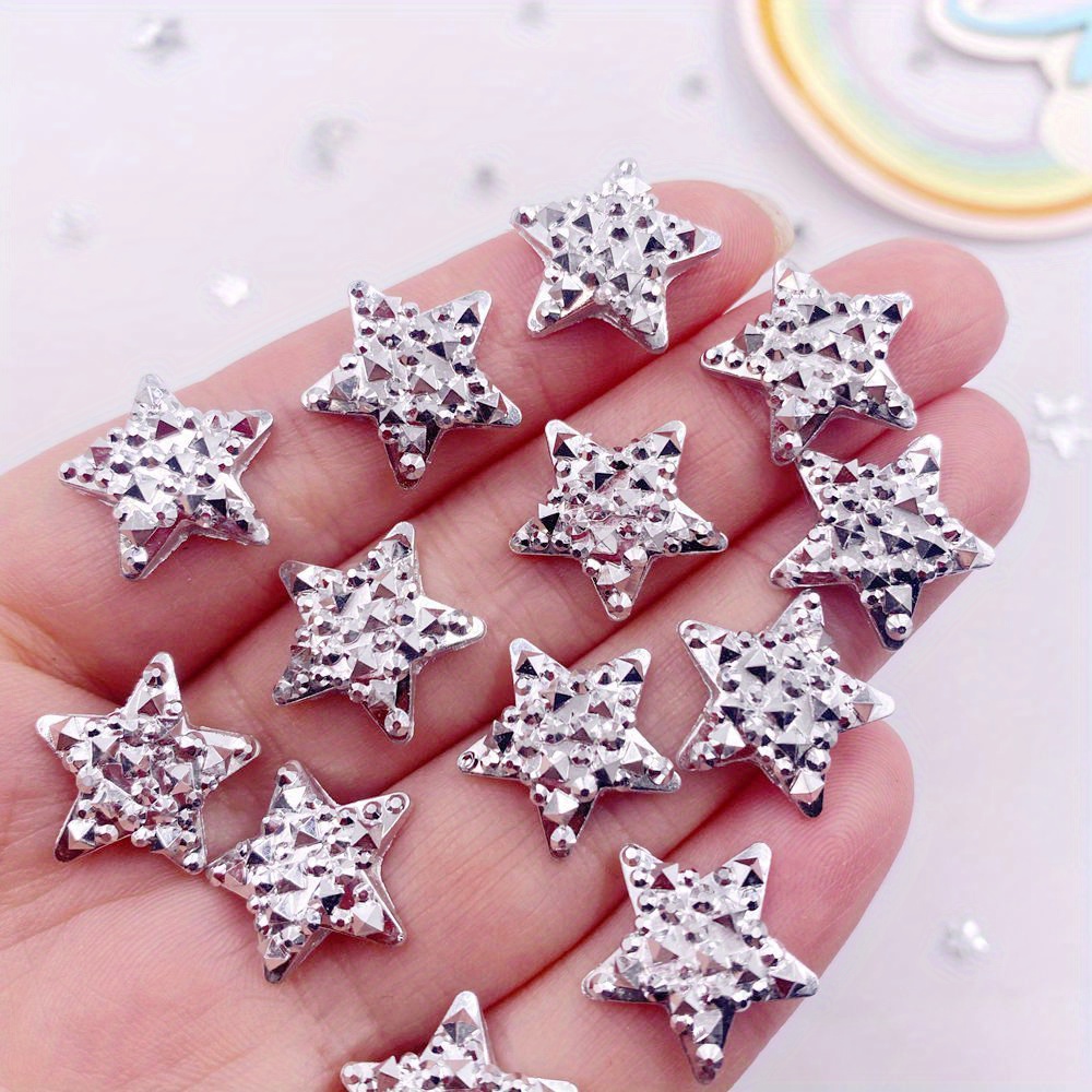 

20pcs 15mm Resin Silvery Star Flatback Rhinestone Applique Diy Hair Bow Wedding Scrapbook Accessories Crafts