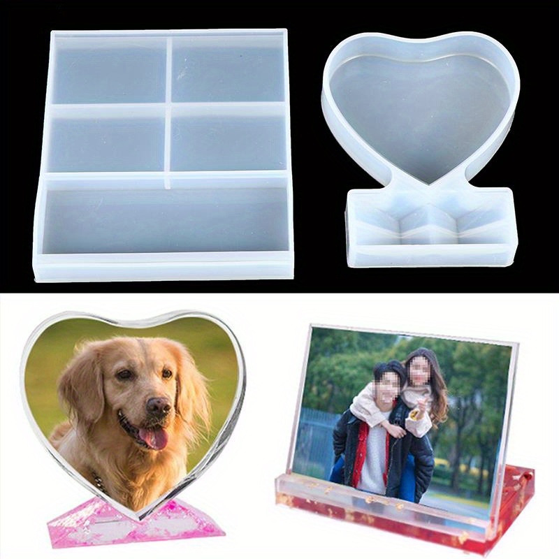 Yookat 2 Pieces Photo Frame Resin Molds Silicone Heart Molds for Resin  Heart Resin Molds Silicone Resin Mold Picture Frames for DIY Crafts Home  Decor