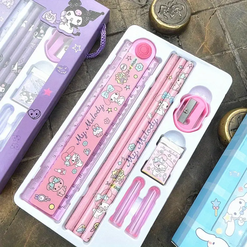 Stationery Set Melody Pompompurin Kuromi Cartoon Cute Creative Learning  Gifts, Y2k New Hot Sale Stationery Ruler, Pencil, Eraser, Valentine's Day  Birthday Gift Reward, Today's Best Daily Deals
