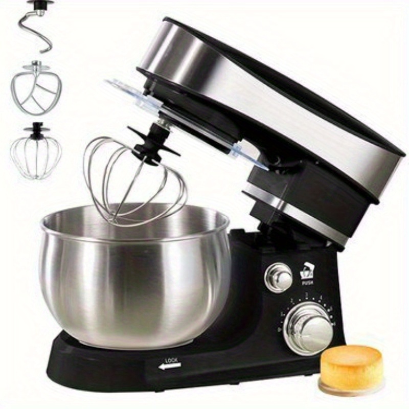 multifunctional restaurant home kitchen table stand mixer kitchen machine dough mixer cream blender egg salad mixer large capacity stainless steel snd noodle bowl with splash kid egg whisk dough hook flat beater 6 speed adjustment details 1