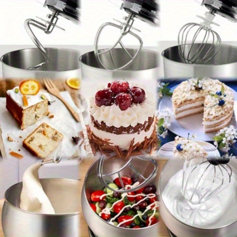 multifunctional restaurant home kitchen table stand mixer kitchen machine dough mixer cream blender egg salad mixer large capacity stainless steel snd noodle bowl with splash kid egg whisk dough hook flat beater 6 speed adjustment details 3