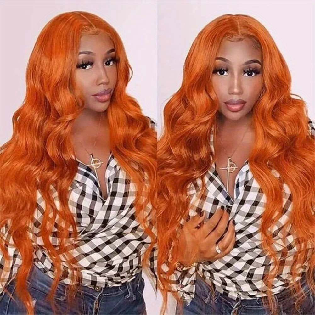 250 Density Orange Ginger Lace Front Wigs Human Hair Pre Plucked Hairline with Baby Hair Body Wave 13x4 HD Transparent Full Frontal Wigs Brazilian Virgin Human Hair Ginger Lace Wig