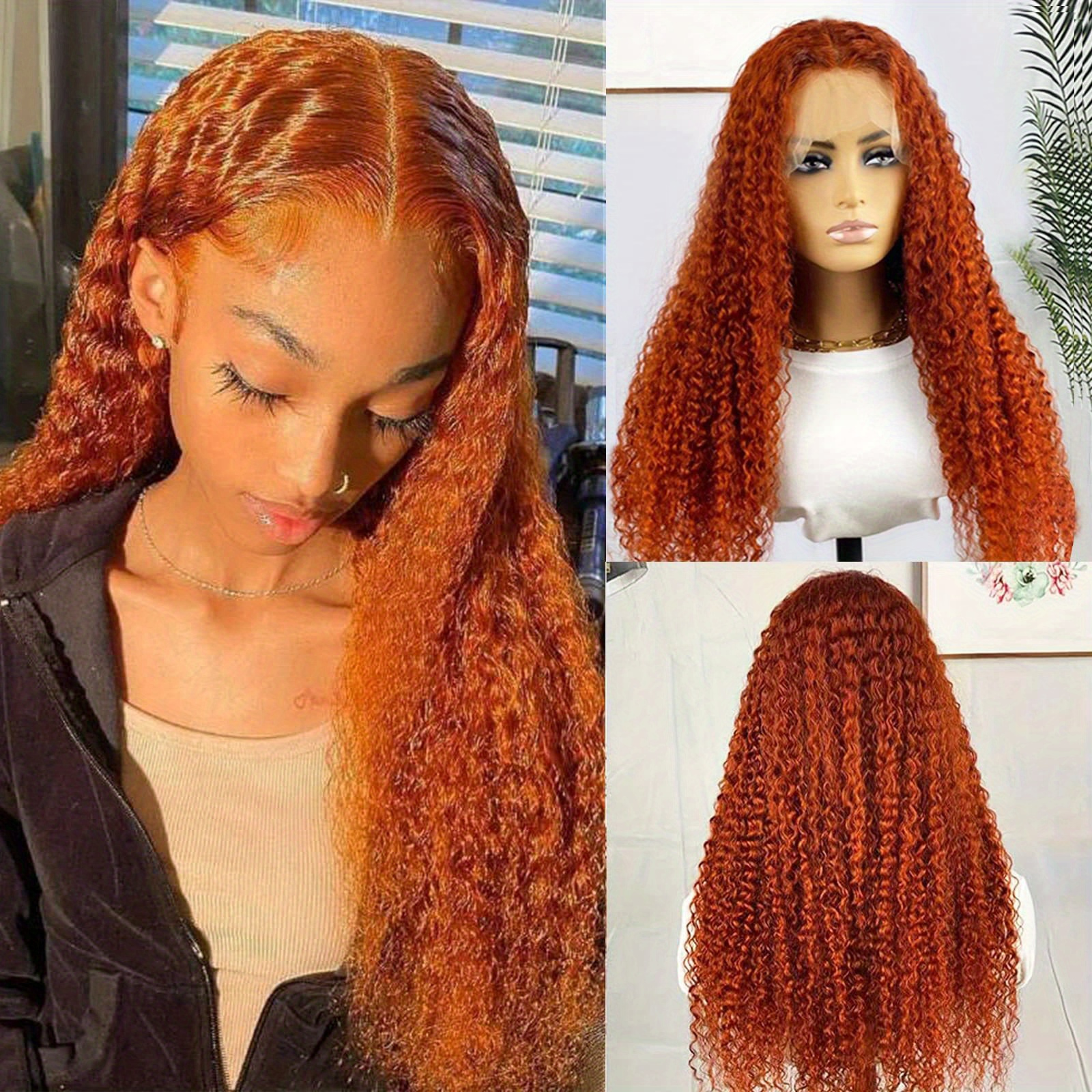 Orange Ginger 350 Deep Wave 4x4 Lace Frontal Wig Brazilian Remy