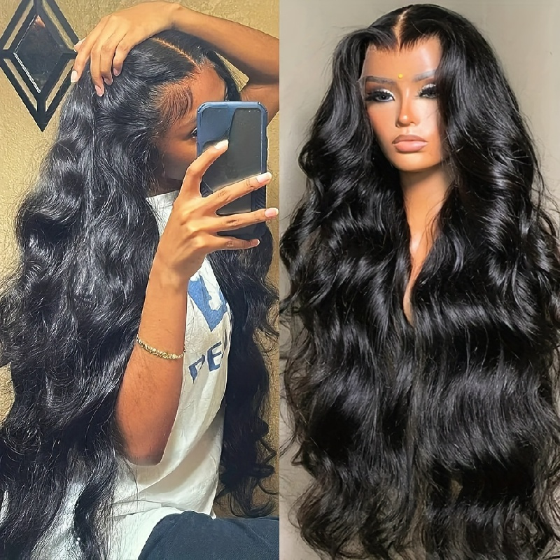 32Inch Body Wave Wig Lace Closure Wig Pre Plucked Natural Color 13X6 Transparent Lace Frontal Human Hair Wigs For Women 200 Density