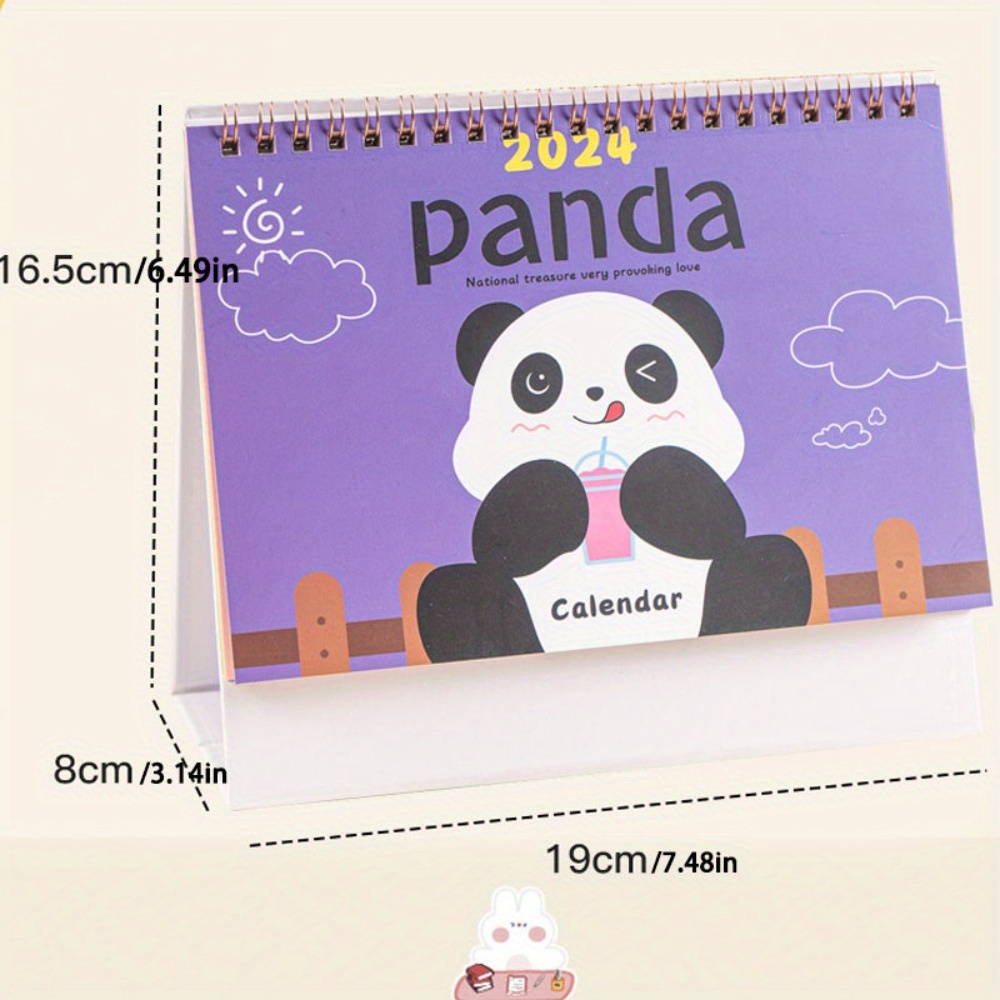 2024 Desk Calendar Desktop Small Ornaments Cartoon Panda - Temu