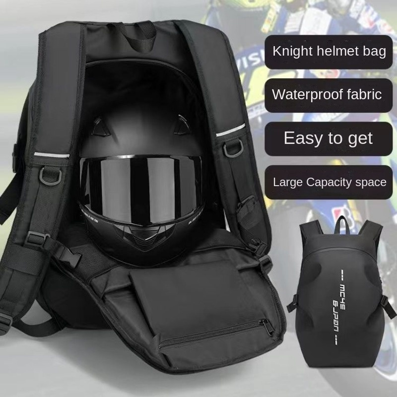 

1pc Men's Motorcycle Riding Backpack, Helmet Bag, Motorcycle Waterproof Large Capacity Backpack