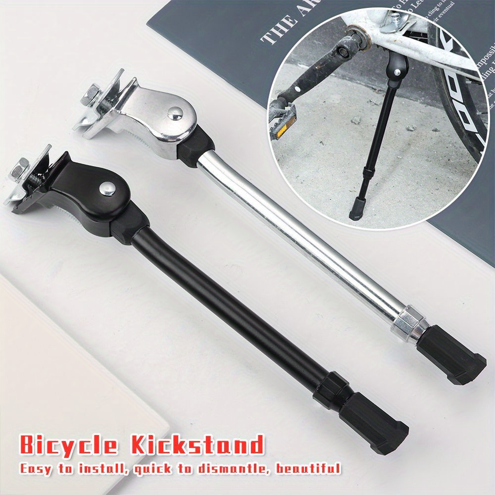

1pc Durable Alloy Bicycle Kickstand With Adjustable Height - Sturdy Bike Parking Stand For Easy Storage And Maintenance