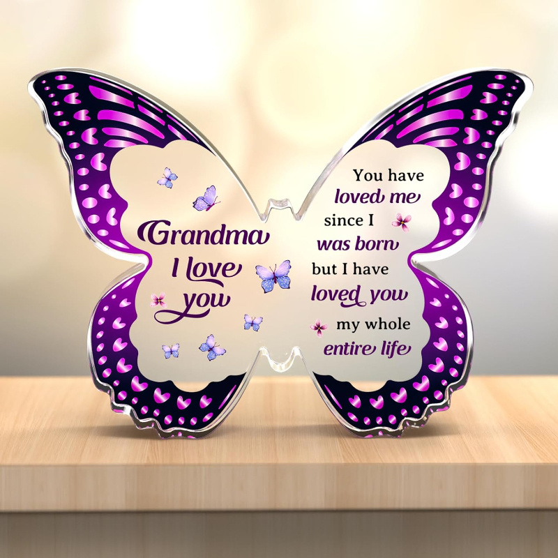 

1pc, Grandchildren Gifts For Grandma - Unique Butterfly Shaped Acrylic Decorative Sign - Nana Gift Ideas, Perfect Birthday Christmas Mothers Day Thanksgiving Gifts For Nana Grandma