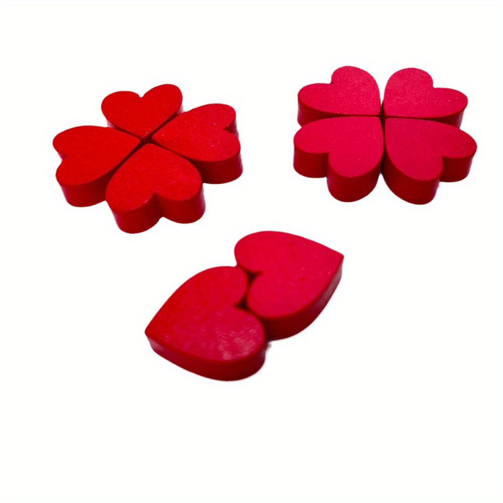 Small Wooden Red Heart Embellishments Red Hearts Heart - Temu