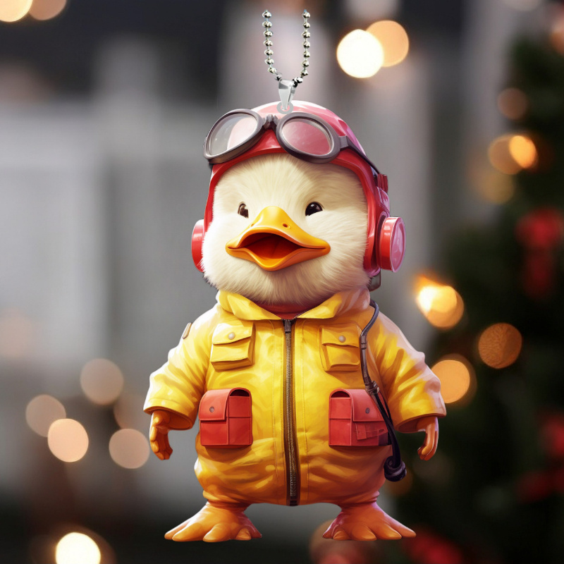 2D Duck Car Pendant Backpack Pendant Cartoon Car Pendant