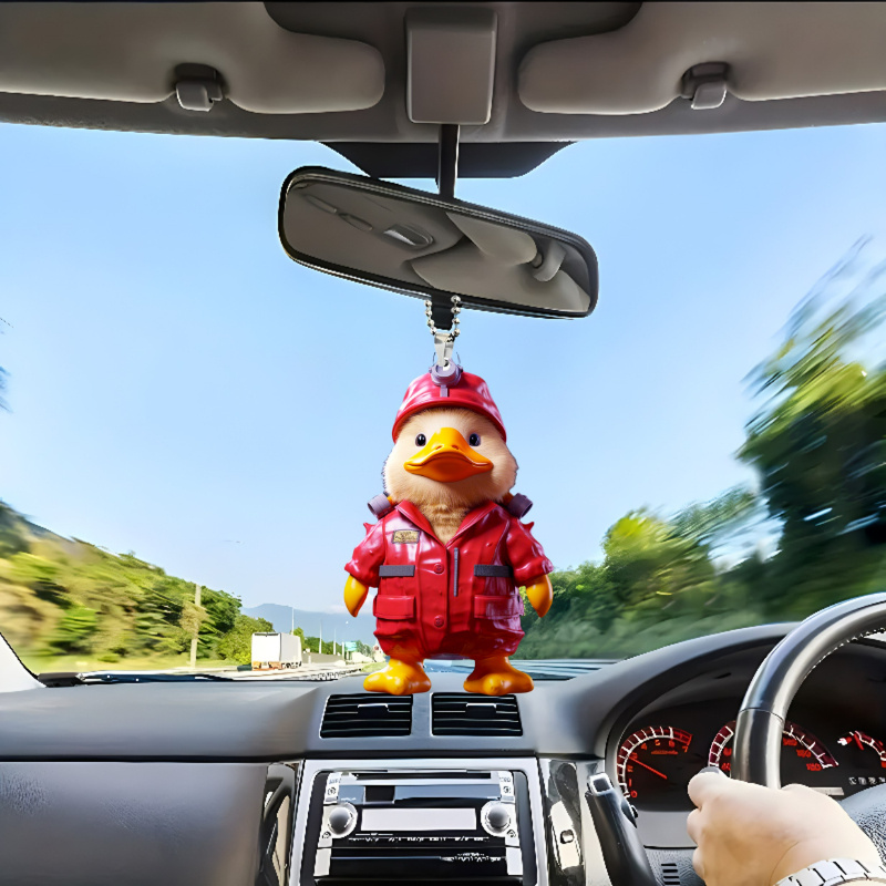 2D Duck Car Pendant Backpack Pendant Cartoon Car Pendant
