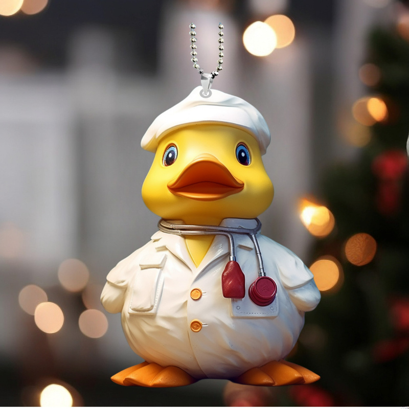 2D Duck Car Pendant Backpack Pendant Cartoon Car Pendant