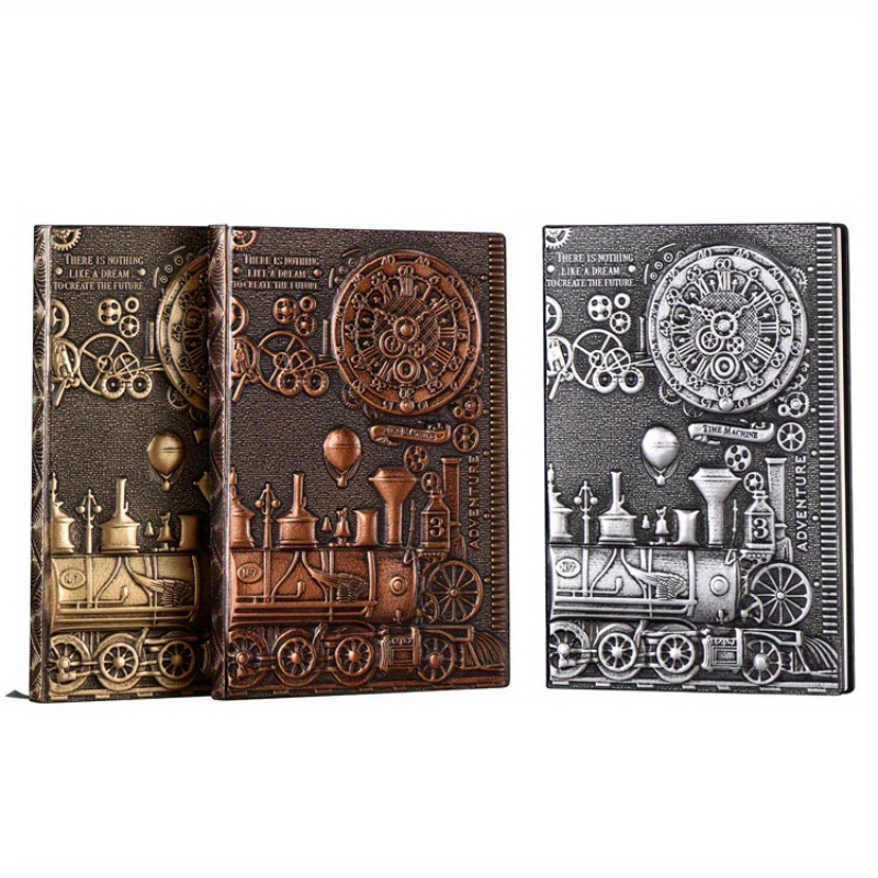 

1pc Retro Steam Train Embossed Note Thin A5/100 Sheets Planning Book Schedule Book Notepad Diary Book Meeting Book Journal Book Book Notepad Inspired Creative Note Thin