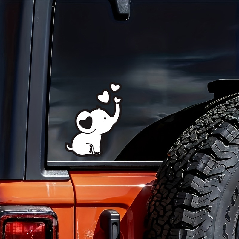 

Loving Little White Elephant Bumper Sticker, Vinyl Waterproof Sticker For Laptop Car, Cartoon Creative Text Car Sticker