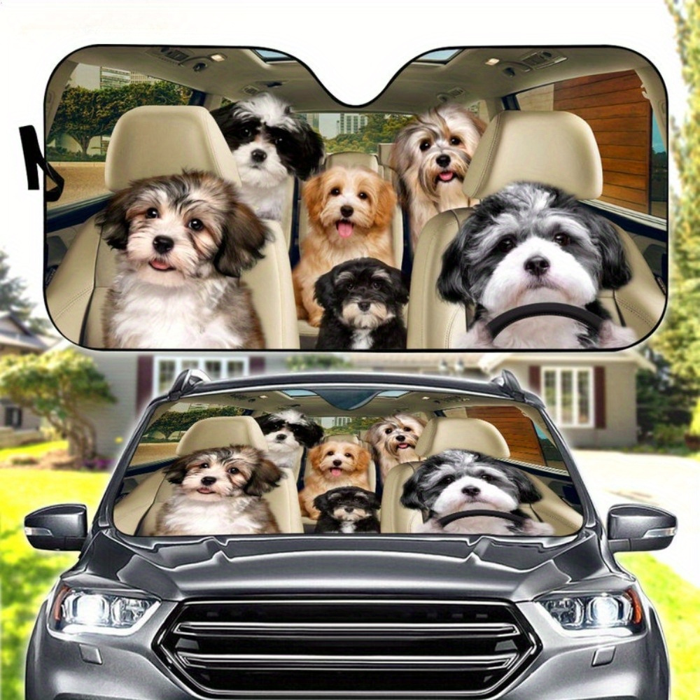

Creative Car Sunshade, Dog Ptiny Car Decoration, Cute Windshield For Dog Lovers, Cute Dog Print Car Sunshade, Funny Animal Foldable Sun Visor
