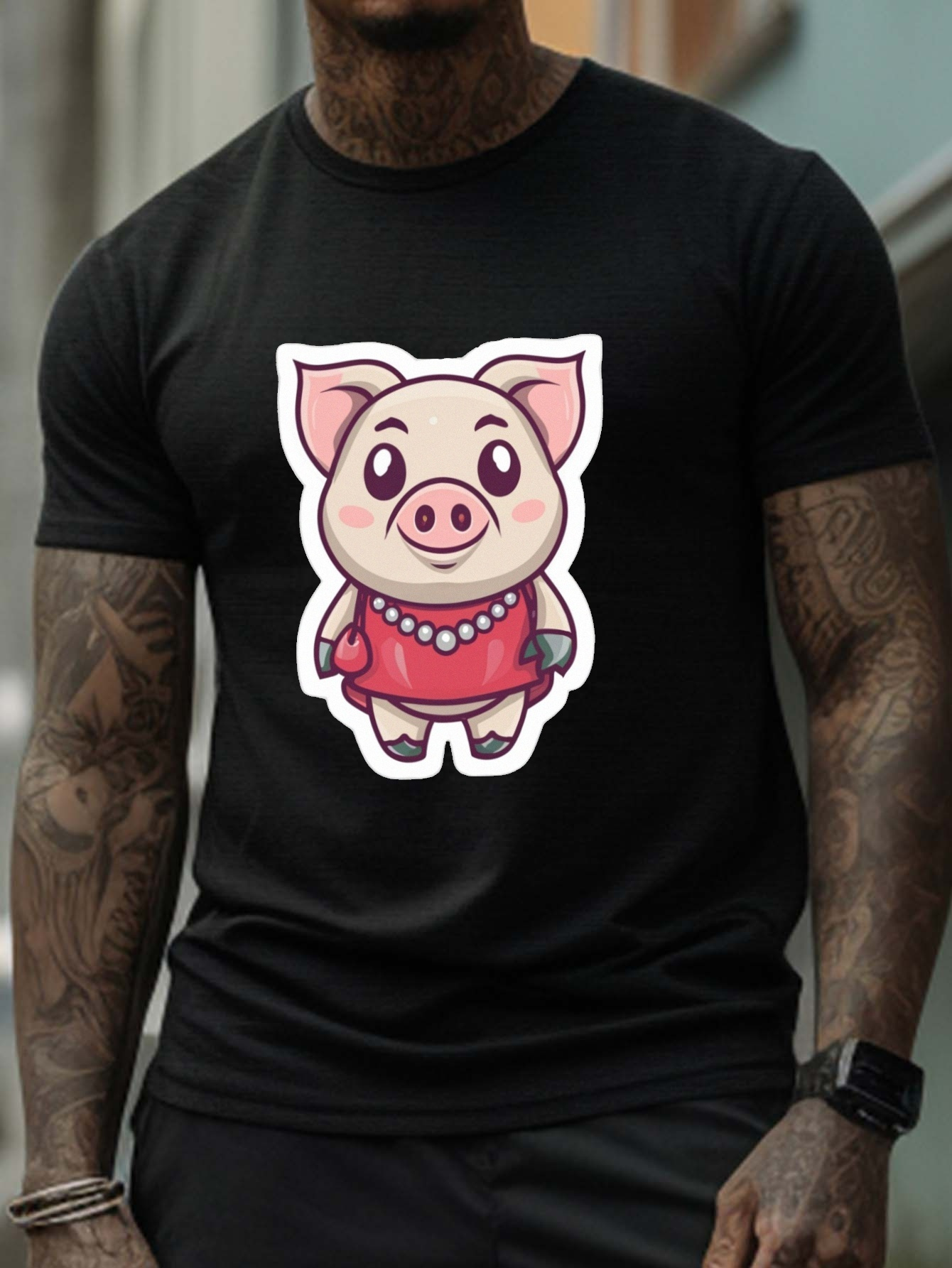 Plus Size Men's Funny Pig Tees 3d Print Realistic Graphic T - Temu