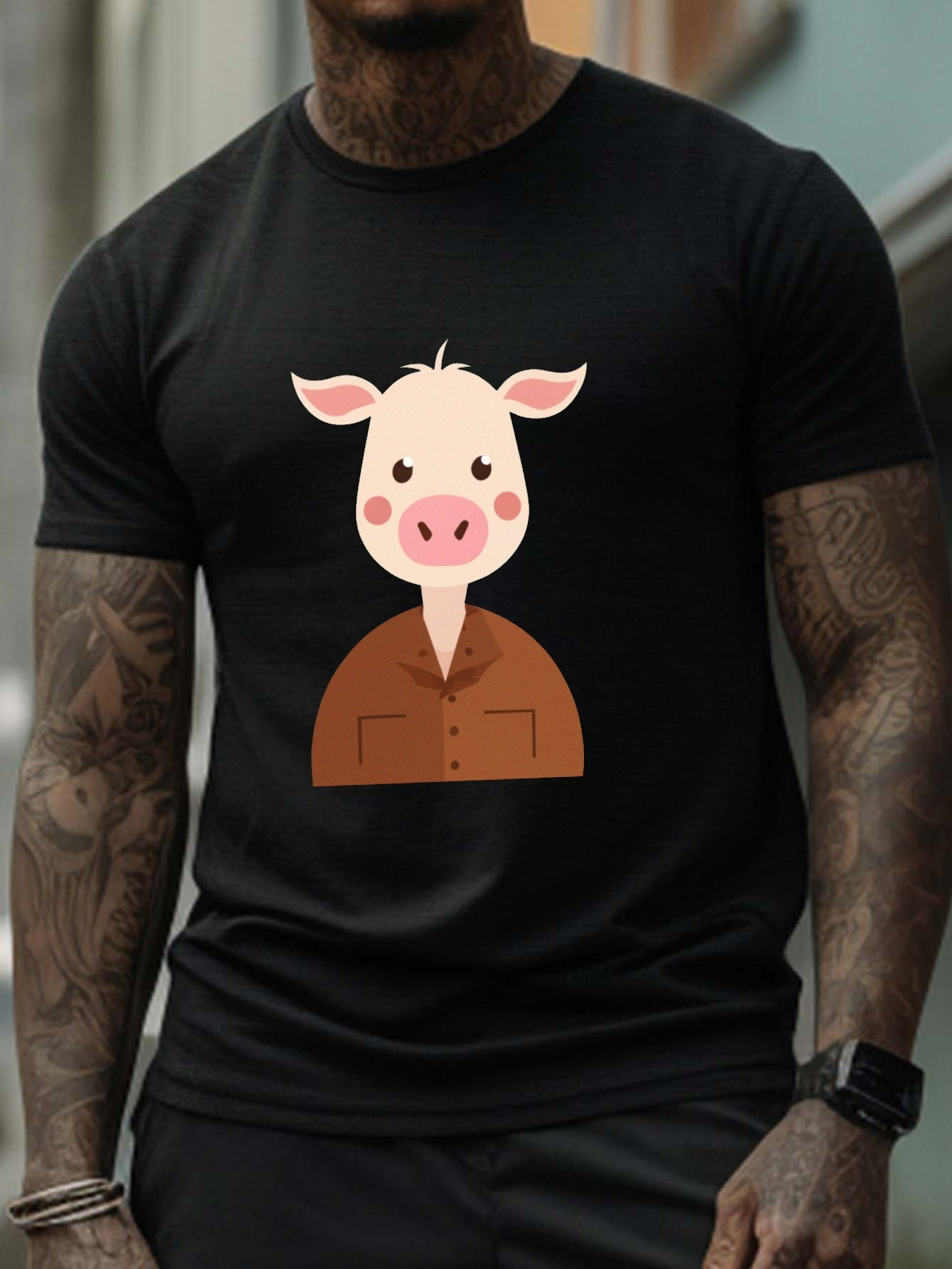 Plus Size Men's 3d Pig Animal Graphic Print T-shirt, Summer Trendy Short  Sleeve Tees Oversized Tops For Big & Tall Males - Temu United Kingdom