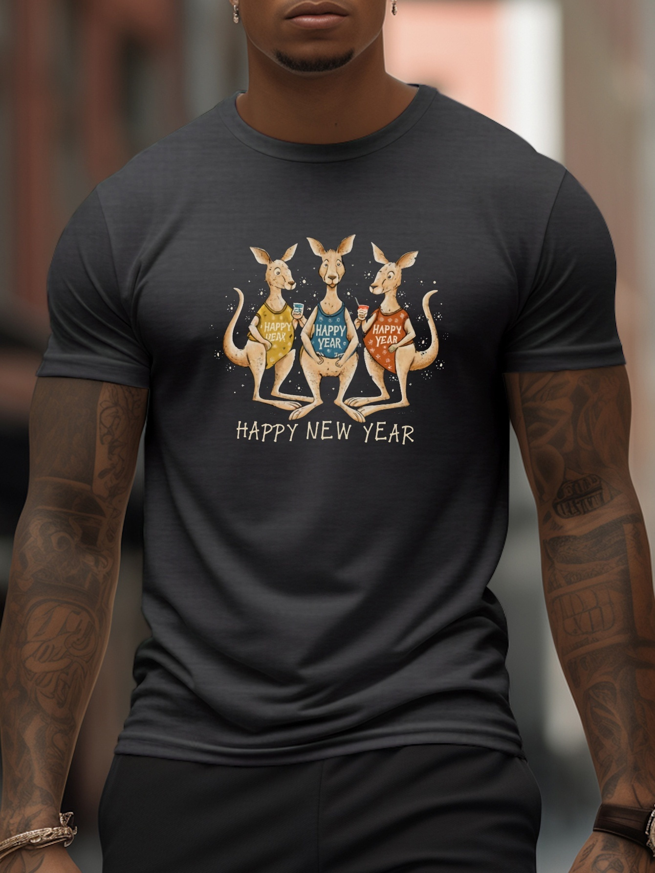 Men - Temu New Happy Casual Shirt Print T Year Tees Kangaroos For