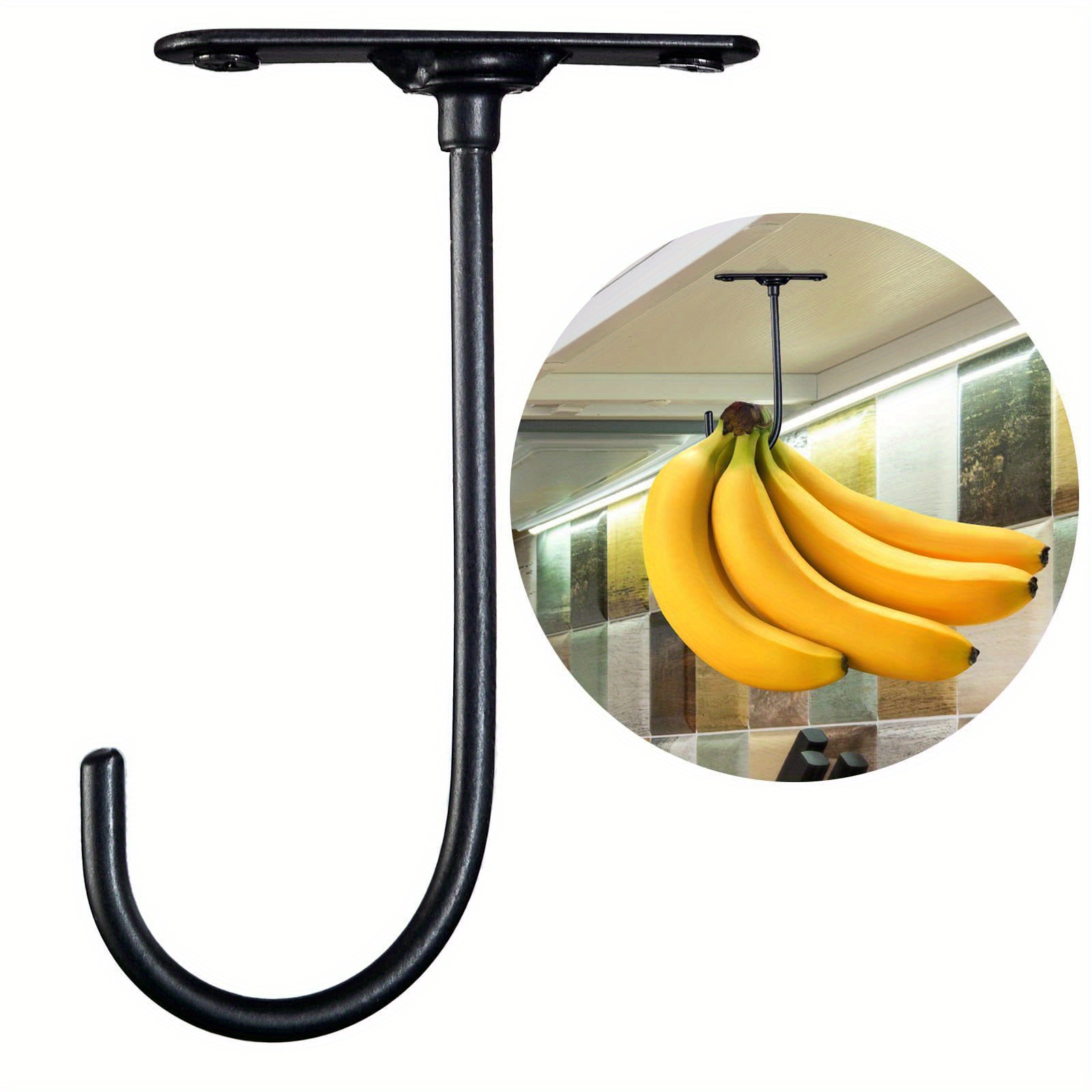 QIUMING 2 pcs Nero Porta banana a forma di scimmia Porta-frutta con Gancio  per Banane Gancio Sotto L'armadio Per Banane Per appendere la frutta Banana