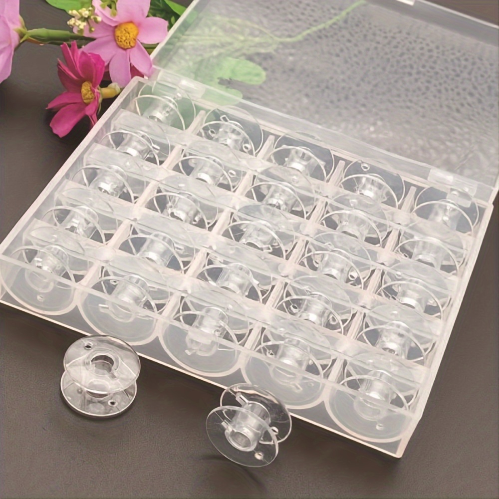 

25pcs Sewing Bobbin Spool With Box Transparent Plastic Sewing Bobbin For Sewing Machine