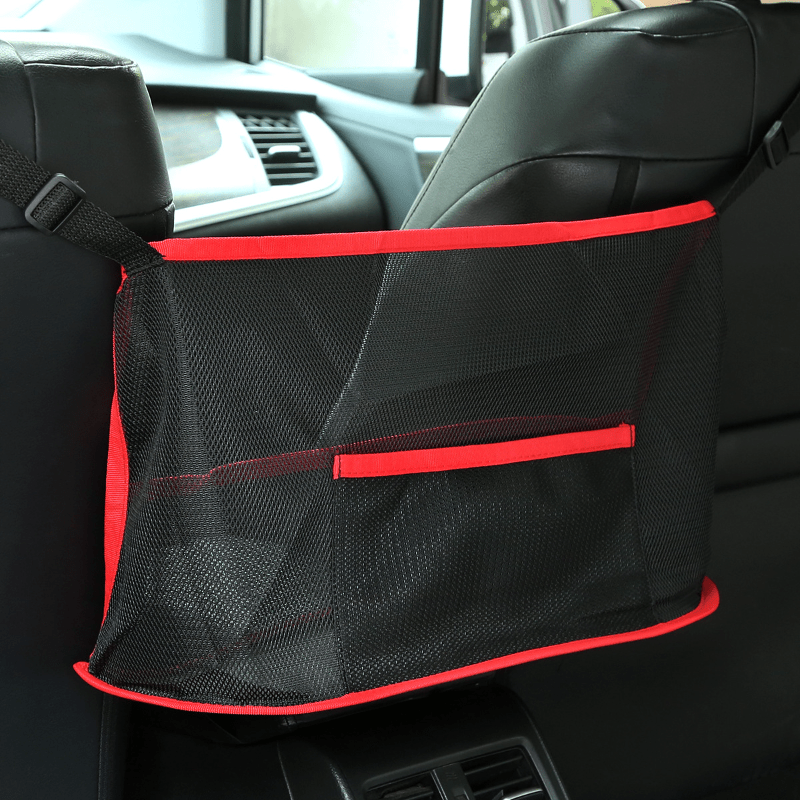 Organisateur de voiture Sac de rangement en cuir entre le porte-sac à main  de siège d'auto Rangement de poche en filet de voiture