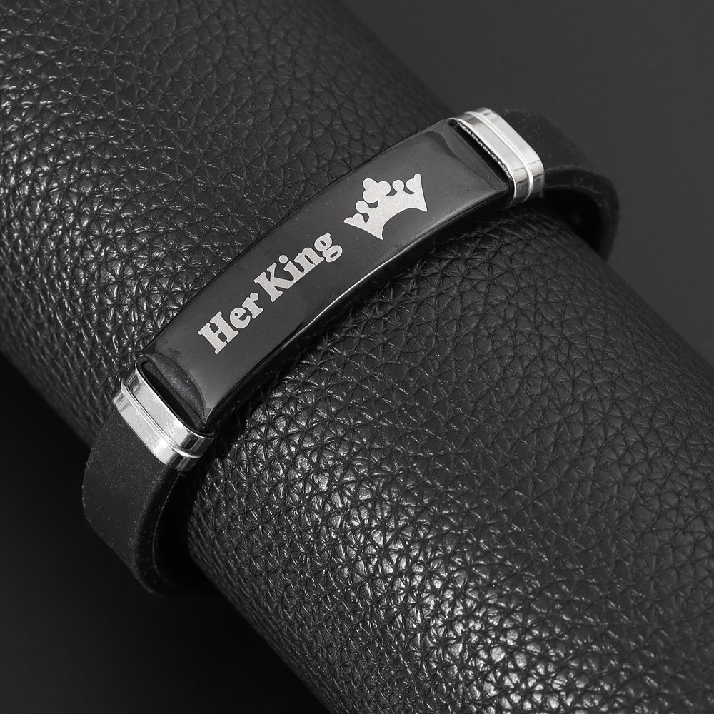 Couple Crown Her King His Queen Silicone Bracelet Anniversary Gift