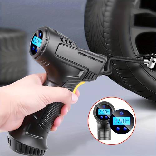 1pc Portable Wireless Electric Inflatable Pump, Wireless Car Air Pump, Digital Auto Tire Inflator, Portable Air Compressor For Car Bicycle Balls
