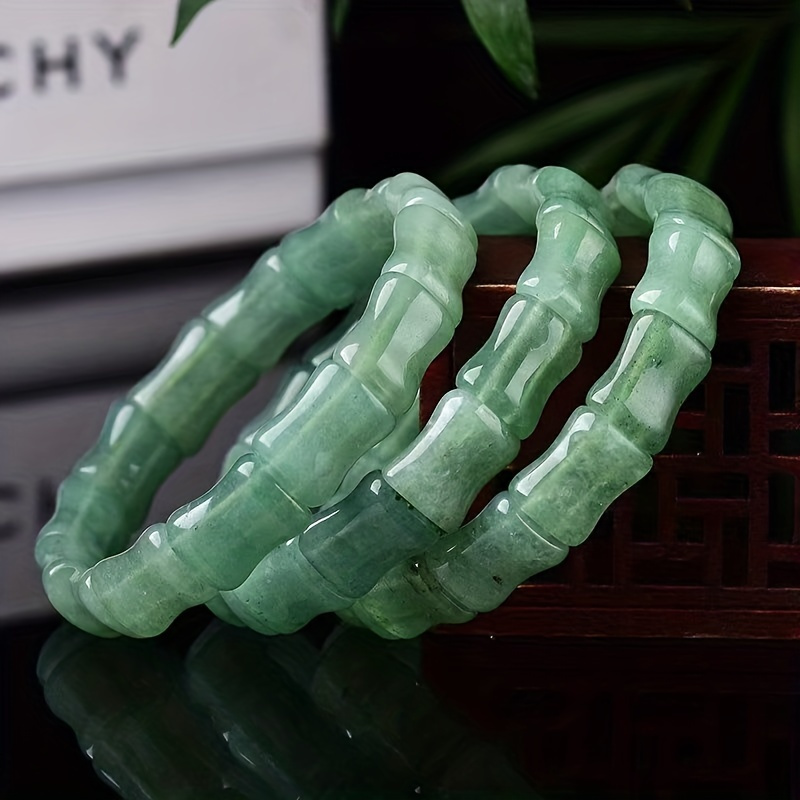 

1pc Emerald Green Bracelet, Bamboo Jade Bracelet For Men And Women
